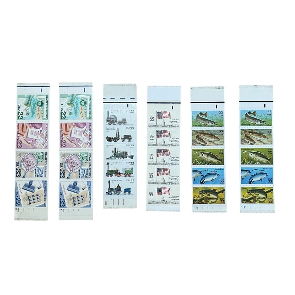 Lot Of 6 Stamp Booklets Unused Ameripex 86, Steam Locomotives & Fish
